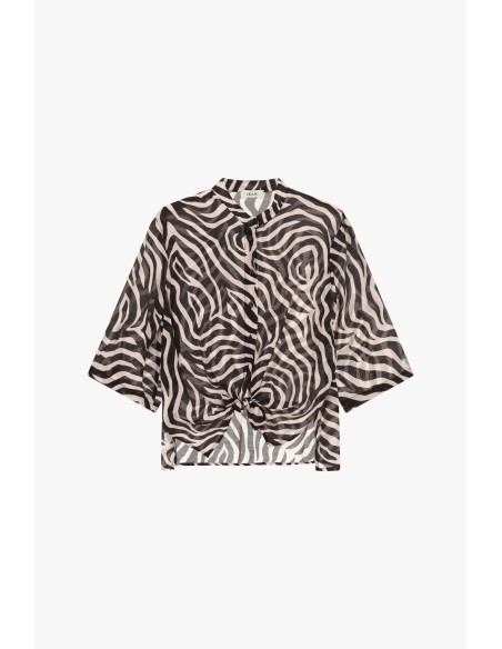 Camisa Estampa Zebrada Com Nó Frontal Dixie