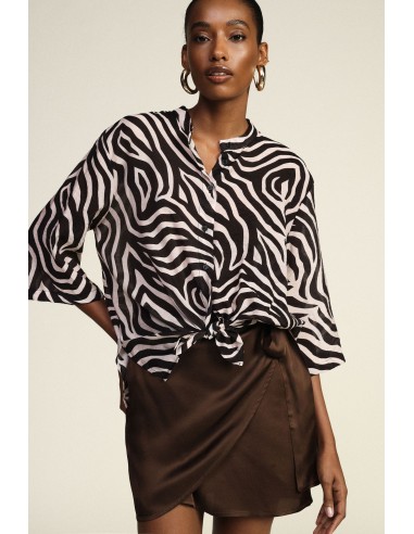 Camisa com estampa de zebra e nó frontal Dixie