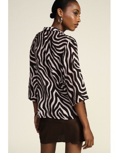 Camisa com estampa de zebra e nó frontal Dixie