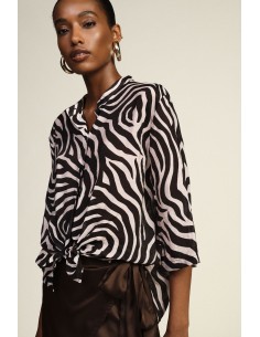 Camisa com estampa de zebra e nó frontal Dixie