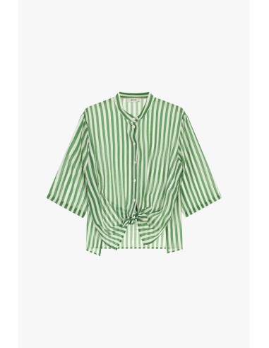 Camisa Às Riscas Com Nó Frontal E Mangas Largas Dixie