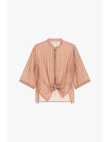 Camisa às riscas com nó frontal e mangas amplas Dixie