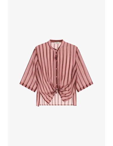 Camisa Às Riscas Com Nó Frontal E Mangas Três-Quartos Dixie