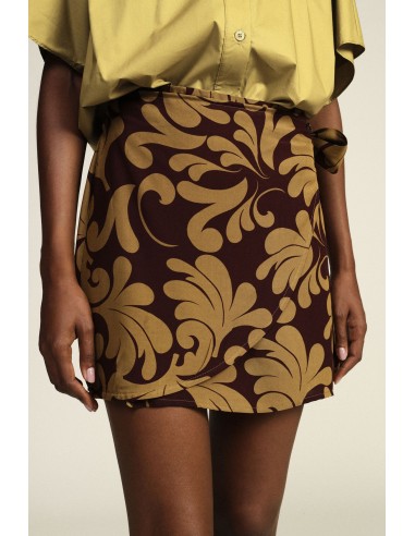 Saia curta estampada com laço lateral Dixie