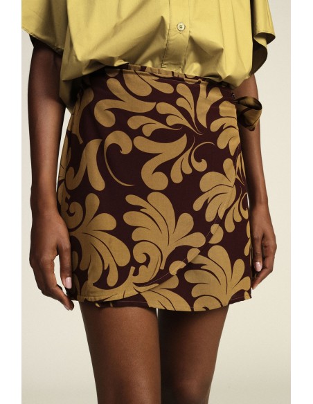 Saia curta estampada com laço lateral Dixie