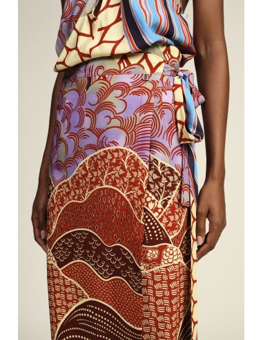 Saia midi com estampado gráfico e faixa Dixie