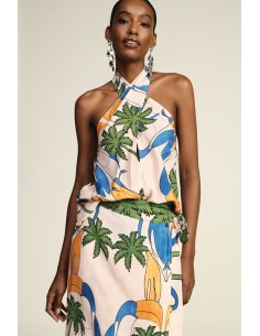Top de gola alta com estampa floral Dixie