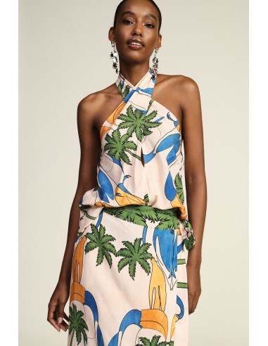 Top de gola alta com estampa floral Dixie