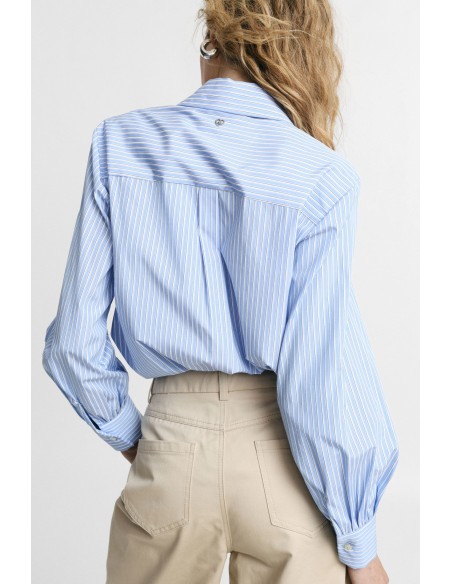 Camisa às riscas com aplicações florais e mangas compridas Please