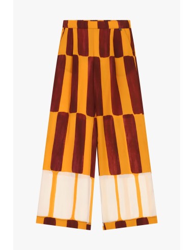 Calças Palazzo às Riscas Largas com Cintura Alta Dixie