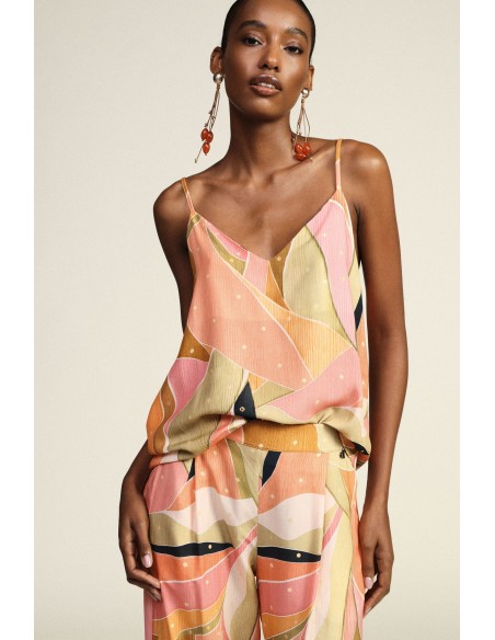 Top Com Alças Finas E Estampa Abstrata Dixie