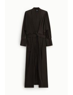 Vestido Longo com Cinto Atado e Mangas Amplas Dixie