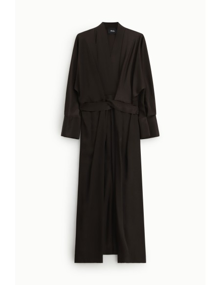 Vestido Longo com Cinto Atado e Mangas Amplas Dixie