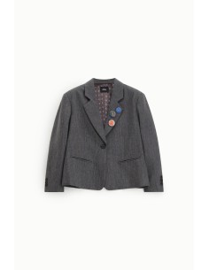 Blazer com Botões e Broches Decorativos Estampa às Riscas Dixie 2