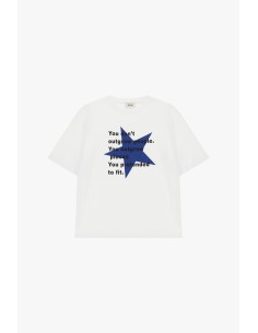 T-shirt de gola redonda com estampa de frase e estrela frontal Dixie