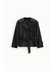 Trench Coat Curto Com Cinto E Lapelas Dixie 2
