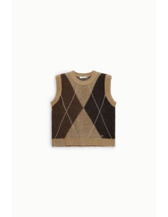 Camisola com padrão argyle e decote redondo Please 2