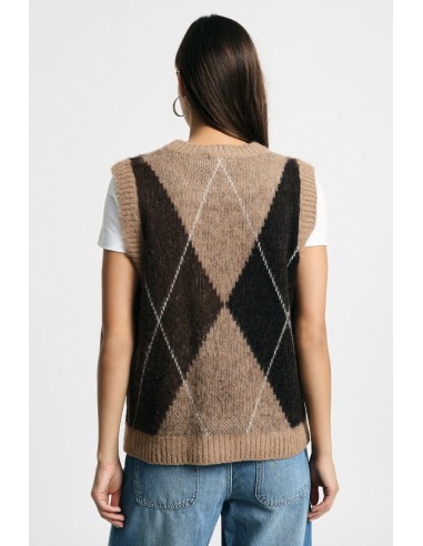 Camisola com padrão argyle e decote redondo Please