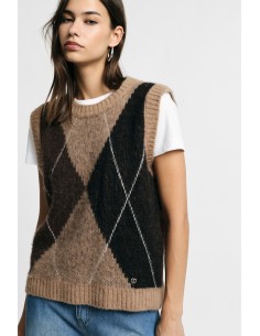 Camisola com padrão argyle e decote redondo Please