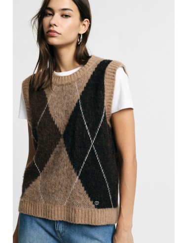 Camisola com padrão argyle e decote redondo Please