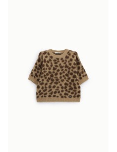 Camisola com estampado animal e mangas até ao cotovelo Please 2