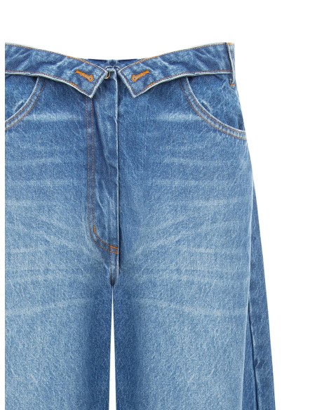 Jeans balão efeito gasto com cós dobrado Rinascimento