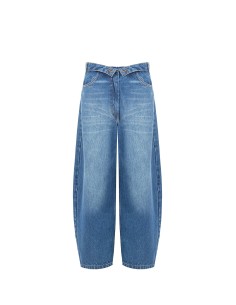 Jeans balão com efeito gasto e dobra na cintura Rinascimento