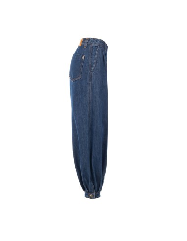 Jeans balão com pinças e botões nos tornozelos Rinascimento