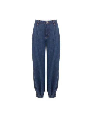 Jeans Balão com Pences e Botões nos Tornozelos Rinascimento