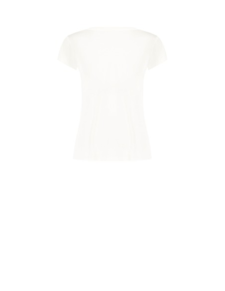 T-shirt regular em mistura de viscose com estampa de teckel e strass Rinascimento