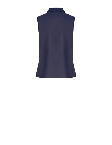 Blusa cintada em georgette com gravatinha e detalhe de joia Rinascimento