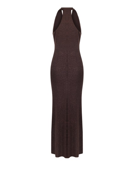 Vestido Longo Evasé em Lurex Efeito Glitter Rinascimento