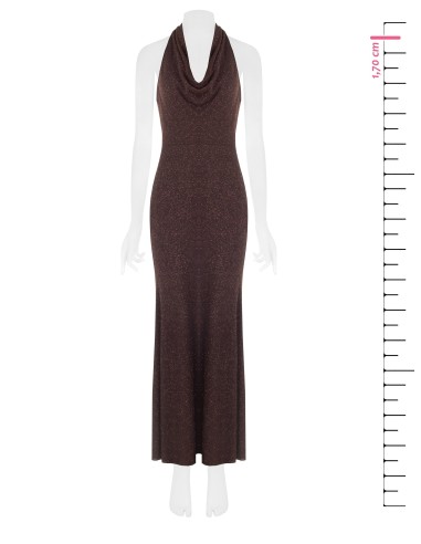 Vestido Longo Evasé em Lurex com Efeito Glitter Rinascimento