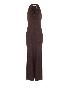 Vestido longo evasé em lurex com efeito glitter Rinascimento