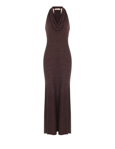 Vestido longo evasé em lurex com efeito glitter Rinascimento