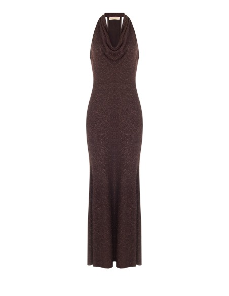 Vestido longo evasé em lurex com efeito glitter Rinascimento