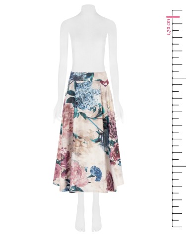 Saia longa em cetim duchesse floral com bolsos Rinascimento