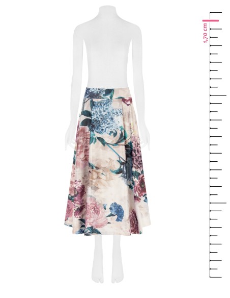 Saia longa em cetim duchesse floral com bolsos Rinascimento