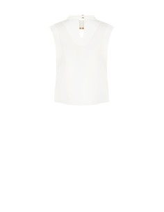 Blusa sem mangas com gola alta e detalhe de joia Rinascimento 2
