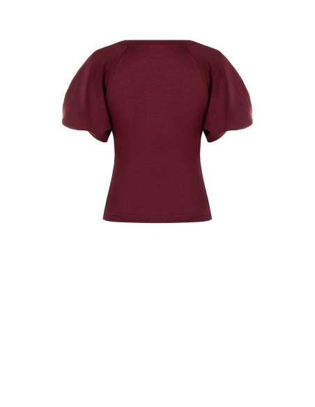 Top Acinturado Em Neoprene Com Mangas Balão Rinascimento