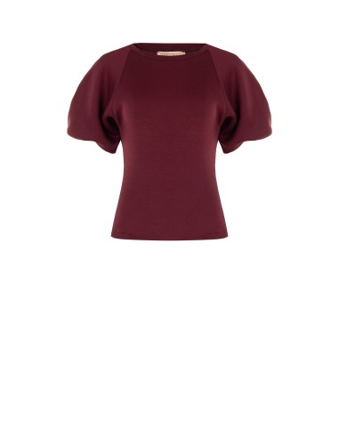 Top acinturado em neoprene com mangas balão Rinascimento