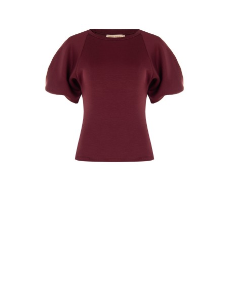 Top acinturado em neoprene com mangas balão Rinascimento
