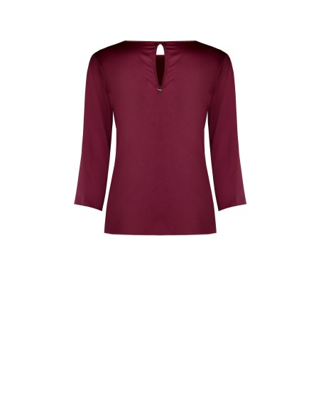 Blusa Fluida Com Mangas 3/4 Em Cetim Rinascimento