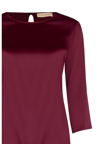 Blusa fluida de mangas 3/4 em cetim Rinascimento