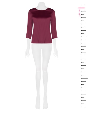 Blusa Fluida com Mangas 3/4 em Cetim Rinascimento