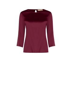 Blusa fluida com mangas 3/4 em cetim Rinascimento