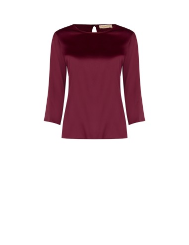 Blusa fluida com mangas 3/4 em cetim Rinascimento