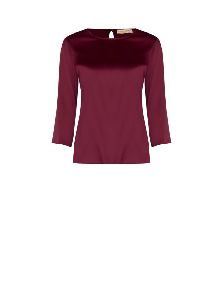 Blusa fluida com mangas 3/4 em cetim Rinascimento