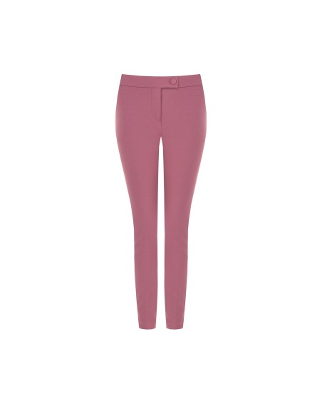 Calças skinny em scuba crepe com botão a condizer Rinascimento