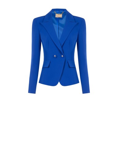 Blazer curto cinturado em tecido técnico Rinascimento